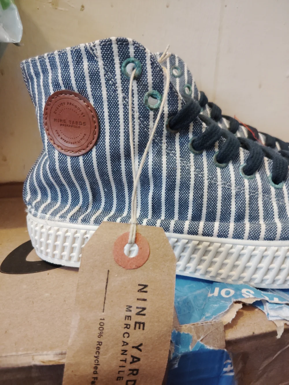 Nine Yards Kids' Blue Striped High-Top Sneakers